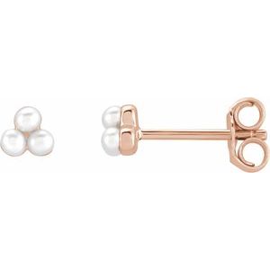 14K Rose Gold Pearl 2 Mm Freshwater Pearl Earrings