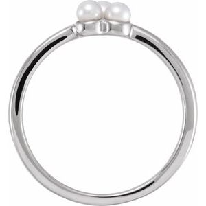 14K White Gold Cultured White Freshwater Pearl Pearl 3 Mm Polished Cultured White Freshwater Pearl Cluster Ring Size 7