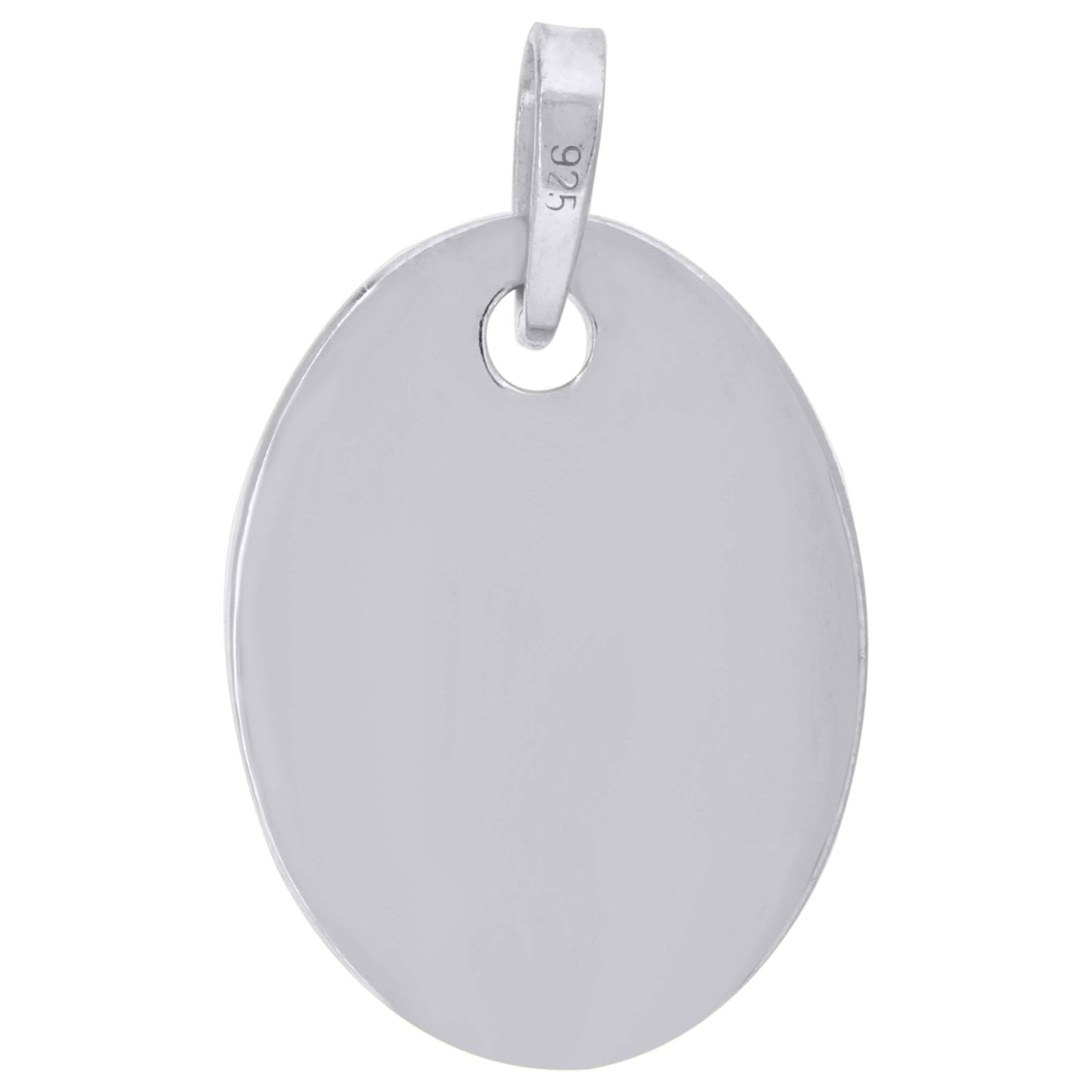 Sterling Silver Mens Fashion Oval Disc Charm Pendant