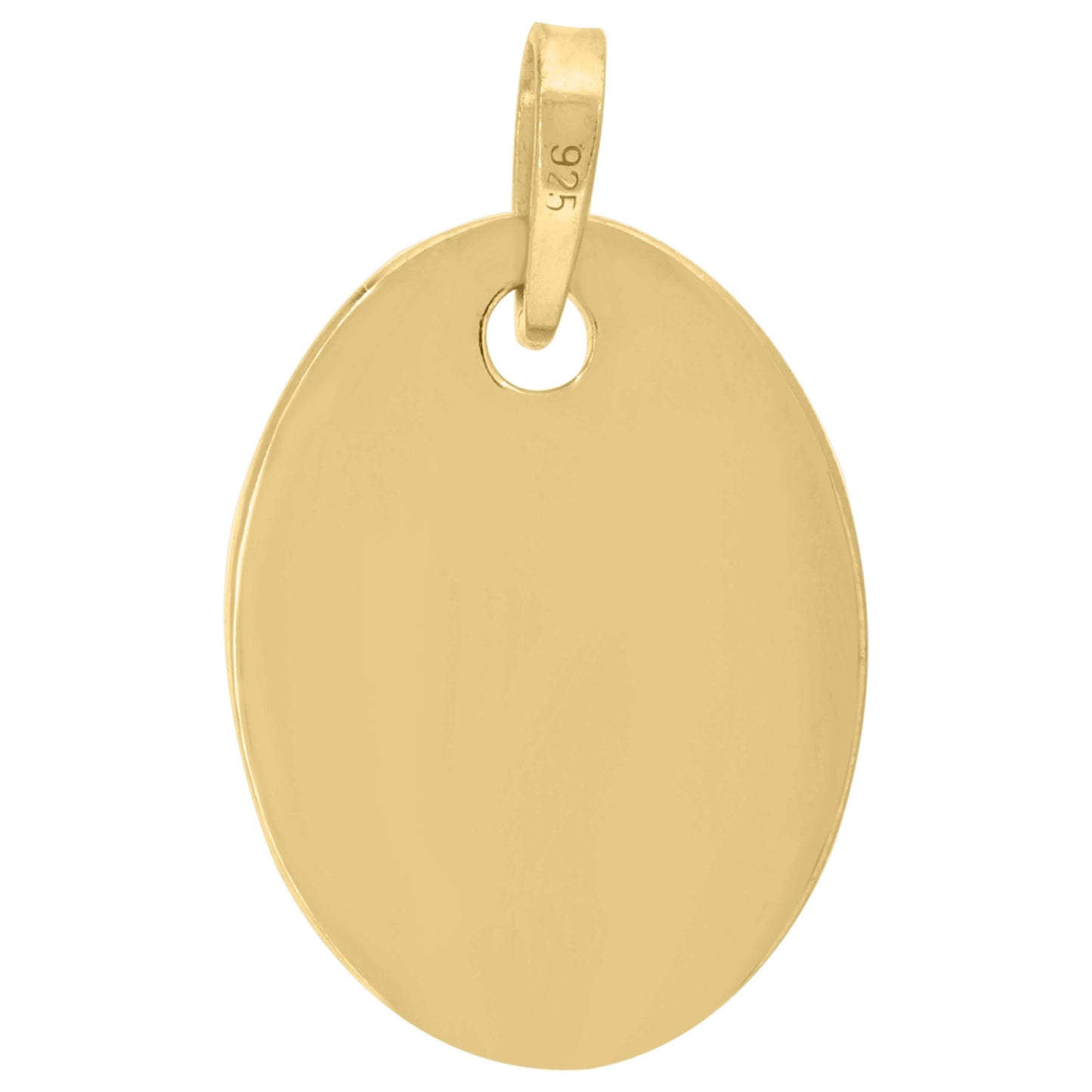 Sterling Silver Mens Fashion Oval Disc Charm Pendant