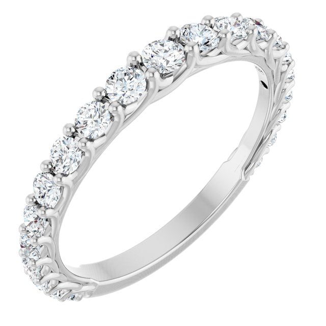 14K White Or White Gold Round Si2-Si3, G-H Polished Natural Diamond Matching Band, Size 7