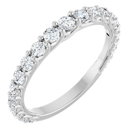 14K White Or White Gold Round Si2-Si3, G-H Polished Natural Diamond Matching Band, Size 7