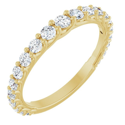 14K Yellow Or White Or Rose Gold Or Platinum Round I1, G-H Polished Lab-Grown Diamond Matching Band, Size 7