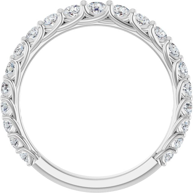 14K White Or White Gold Round Si2-Si3, G-H Polished Natural Diamond Matching Band, Size 7