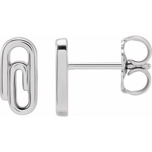 Sterling Silver Paperclip Stud Earrings