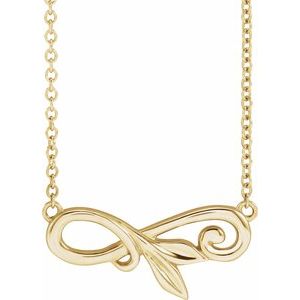 14K Yellow Gold 18.44 X 8.58 Mm 18 In Polished Nature Inspired Necklace