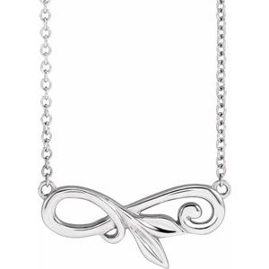 14K White Gold 18.44 X 8.58 Mm 18 In Polished Nature Inspired Necklace