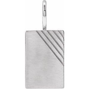 Sterling Silver 22.63 X 10 Mm Polished Engravable Rustic Dog Tag Pendant