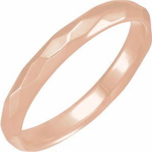 10K Rose Gold 3 Mm Polished Textured Patterned Wedding Band Size 4