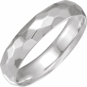14K White Gold 5 Mm Polished Textured Patterned Wedding Band Size 10