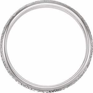 14K White Gold 5 Mm Polished Half Round Patterned Band Size 7