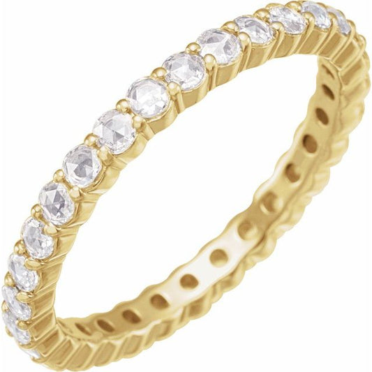 14K Yellow Gold Round 2 Mm Vs/Si1, Ghi Polished 1/2 Ctw Natural Diamond Eternity Band, Size 4.5