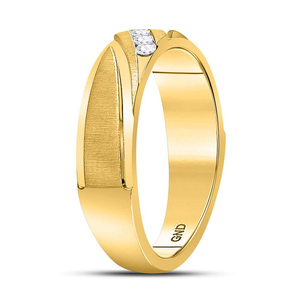14K Yellow Or White Gold  Mens Round Diamond Wedding Channel-Set Band Ring 1/6 Cttw, Mens Size: 7-13