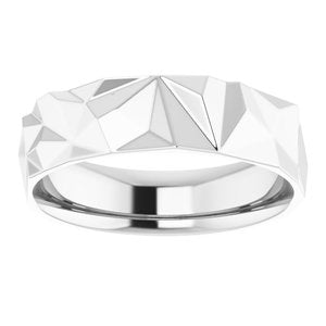 Sterling Silver 6 Mm Polished Geometric Patterned Band Size 8