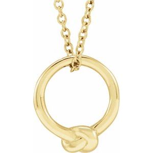 14K Yellow Gold 11.46 X 10.01 Mm 18 In Polished Metal Circle Knot Necklace