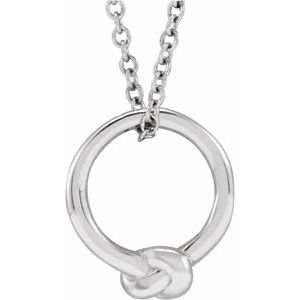 Sterling Silver 11.46 X 10.01 Mm 18 In Polished Metal Circle Knot Necklace
