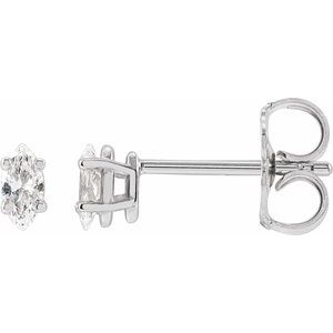 14K White Gold Marquise 5 X 2.5Mm I1, G-H 1/3 Ctw Natural Diamond 4-Prong Wire Basket Friction Back Earrings