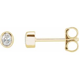 14K Yellow Gold Oval 3 X 2.3 Mm 1/10 Ctw Lab-Grown Diamond Bezel-Set Earrings