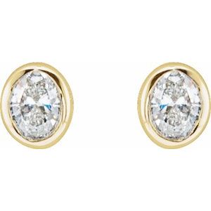 14K Yellow Gold Oval 3 X 2.3 Mm 1/10 Ctw Lab-Grown Diamond Bezel-Set Earrings