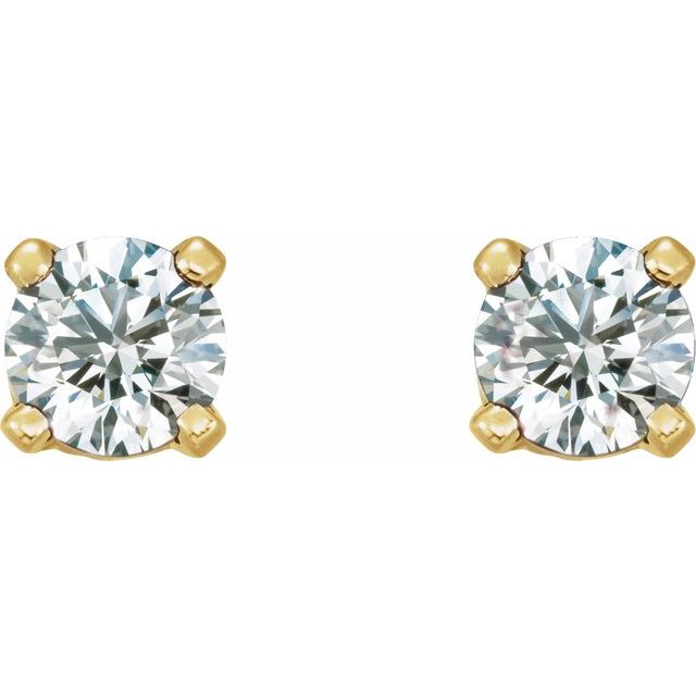 14K Yellow Gold 3 Mm Round Threaded Back Polished Natural Gemstone Earrings