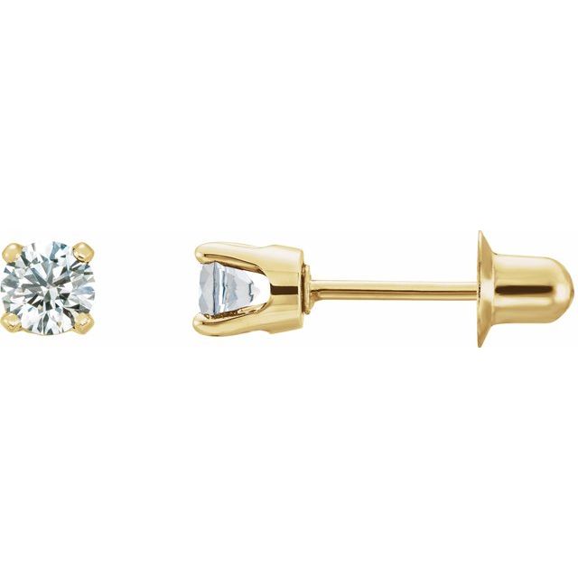 14K Yellow Gold 3 Mm Round Threaded Back Polished Natural Gemstone Earrings