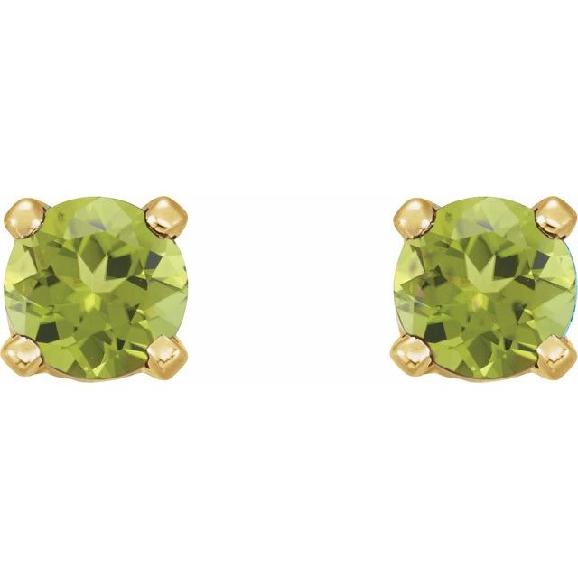 14K Yellow Gold 3 Mm Round Threaded Back Polished Natural Gemstone Earrings