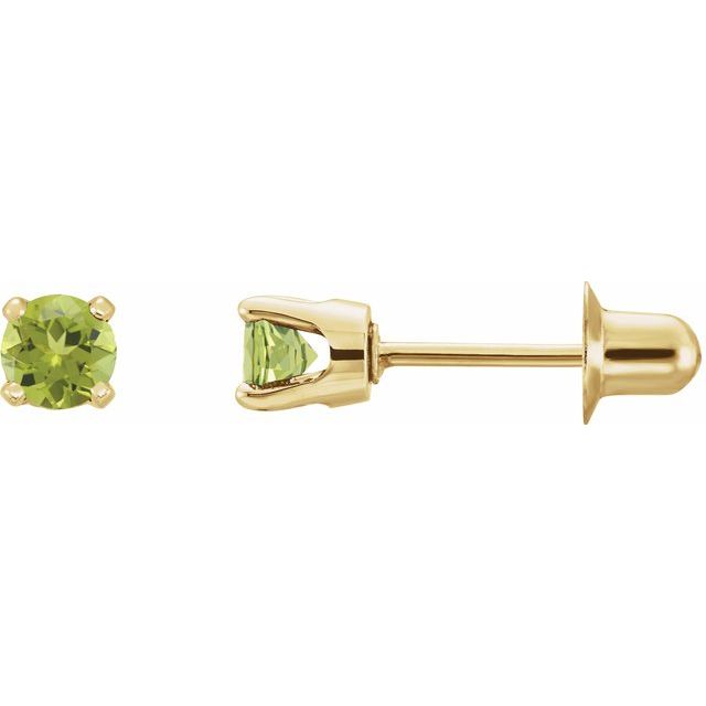 14K Yellow Gold 3 Mm Round Threaded Back Polished Natural Gemstone Earrings