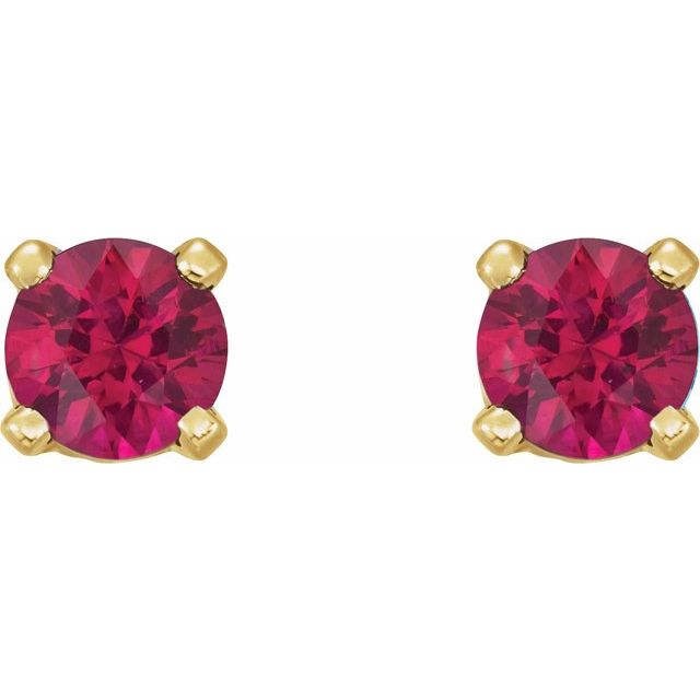 14K Yellow Gold 3 Mm Round Threaded Back Polished Natural Gemstone Earrings