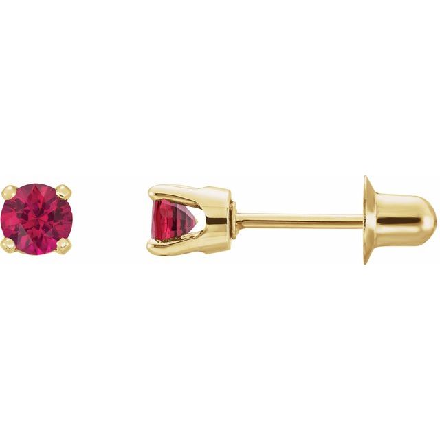 14K Yellow Gold 3 Mm Round Threaded Back Polished Natural Gemstone Earrings