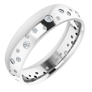 14K White Gold Round G-H Si2-Si3 3/8 Ctw Natural Diamond Band Size 10