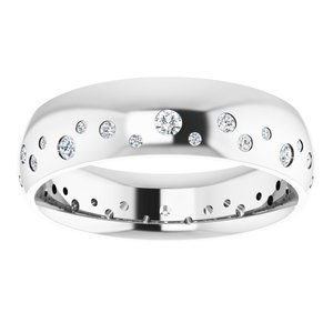 14K White Gold Round G-H Si2-Si3 3/8 Ctw Natural Diamond Band Size 10