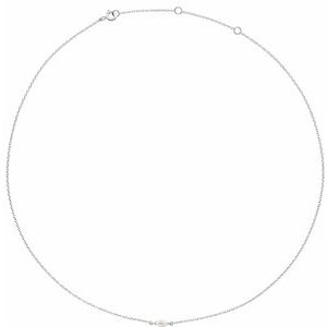 14K White Gold Marquise 6 X 3Mm Ghi Si 1/4 Ct Lab-Grown Diamond Necklace, Length: 18 In