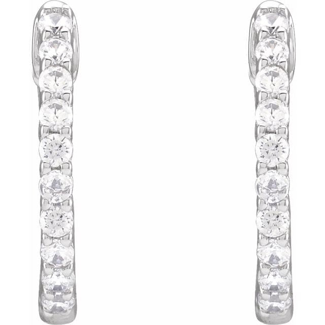 14K Yellow Or White Gold Vs, F+ Hinged Polished Lab-Grown Diamond Inside-Outside Hoop Earrings