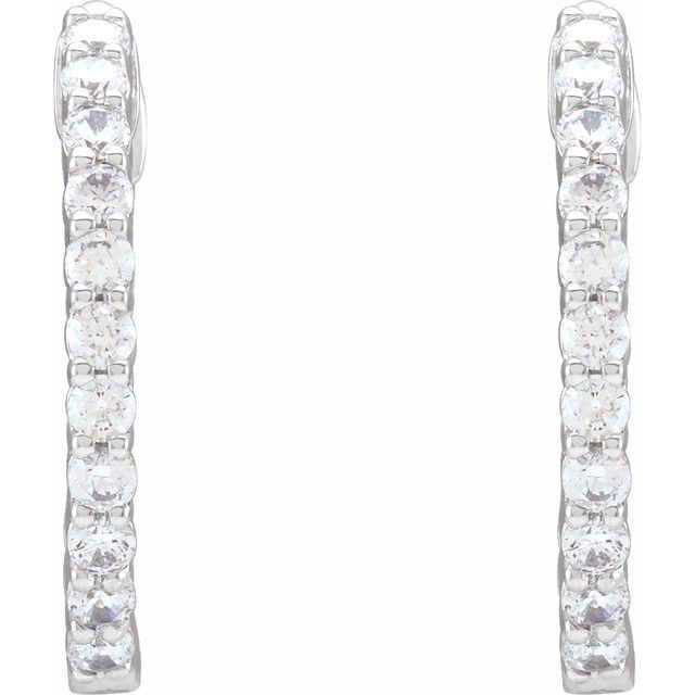14K Yellow Or White Gold Vs, F+ Hinged Polished Lab-Grown Diamond Inside-Outside Hoop Earrings