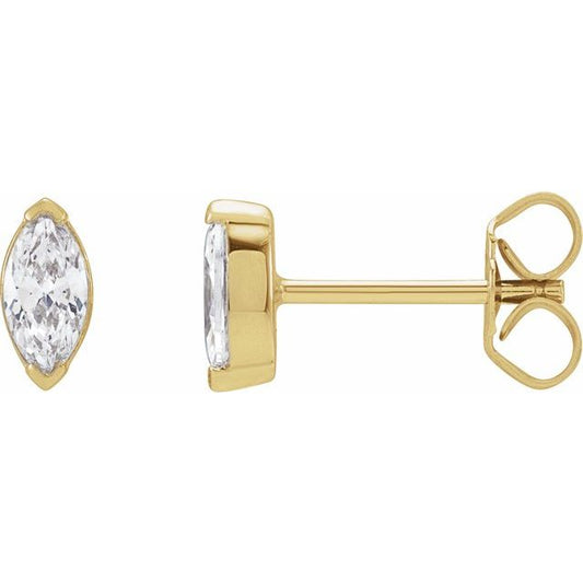 14K Yellow Gold Marquise 5 X 3Mm Si, Ghi Friction Back 2-Prong Polished 1/3 Ctw Lab-Grown Diamond Stud Earrings
