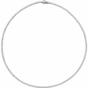 14K White Gold Round 2Mm G-H I1 5 7/8 Ctw Natural Diamond Line Necklace, Length: 16 In