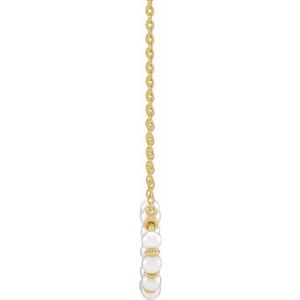 14K Yellow Gold Pearl 3 Mm  Cultured White Freshwater Pearl Circle Necklace, Length: 18 In
