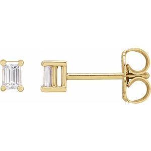 14K Yellow Gold Straight Baguette 3 X 2 Mm 1/6 Ctw Lab-Grown Diamond 4-Prong Basket Earrings