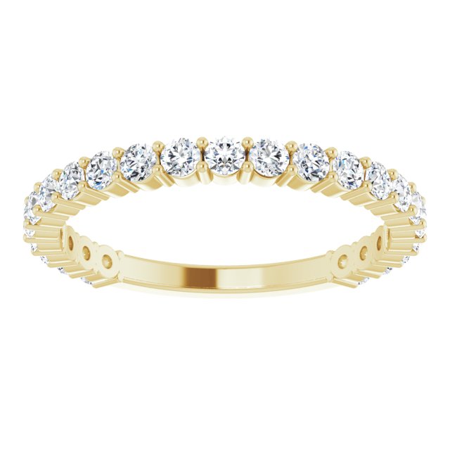 14K Yellow Or White Or Rose Gold Or Platinum Round  I1, G-H Polished Natural Diamond Matching Band, Size 7