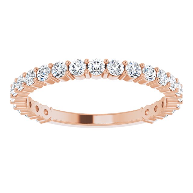 14K Yellow Or White Or Rose Gold Or Platinum Round  I1, G-H Polished Natural Diamond Matching Band, Size 7