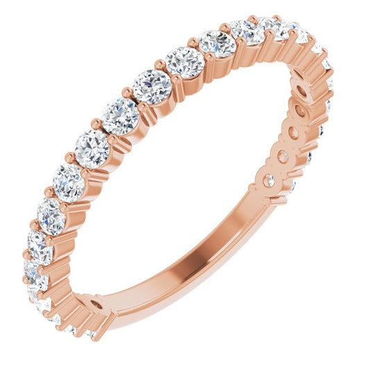 14K Yellow Or White Or Rose Gold Or Platinum Round  I1, G-H Polished Natural Diamond Matching Band, Size 7