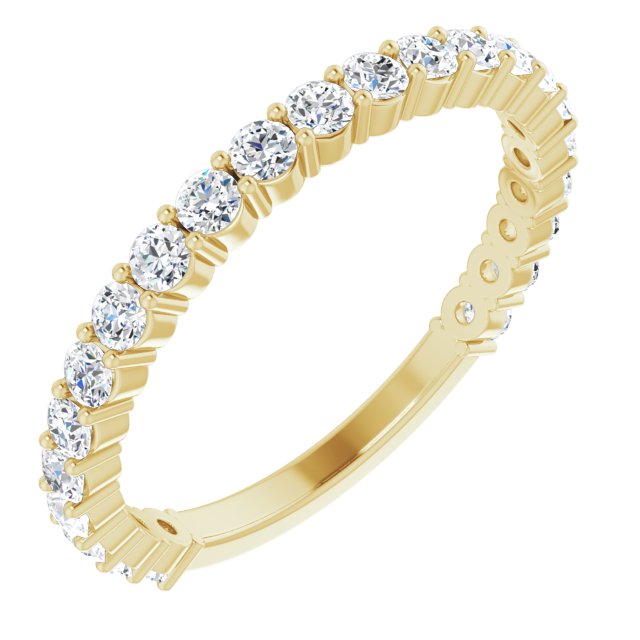 14K Yellow Or White Or Rose Gold Or Platinum Round  I1, G-H Polished Natural Diamond Matching Band, Size 7