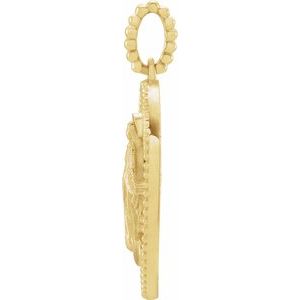 14K Yellow Gold White Enamel Polished White Enamel Miraculous Medal Pendant
