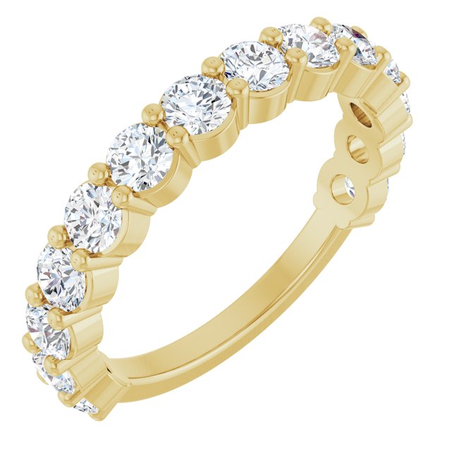 14K Yellow Or White Or Rose Gold Or Platinum Round  I1, G-H Polished Natural Diamond Matching Band, Size 7