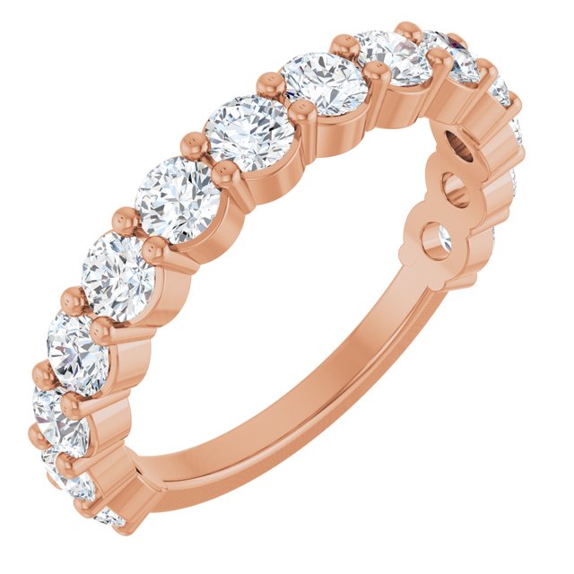 14K Yellow Or White Or Rose Gold Or Platinum Round  I1, G-H Polished Natural Diamond Matching Band, Size 7