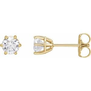14K Yellow Gold Round 4.5Mm Si1-Si2, Gh 3/4 Ctw Lab-Grown Diamond 6-Prong Wire Basket Friction Back Earrings