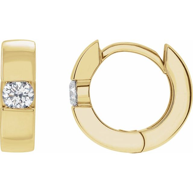 14K Yellow Gold Round 12 Mm 3.2 Mm 3.2Mm Si1-Si2, Gh Pair Hinged Polished 1/4 Ctw Lab-Grown Diamond Hinged Huggie Earrings