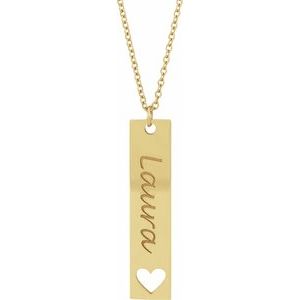 14K Yellow Gold 27.79 X 6 Mm 16-18 In Polished Bar Family Necklace