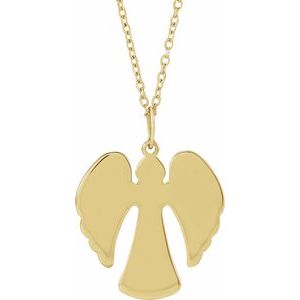14K Yellow Gold 16.74 X 11.58 Mm 16-18 In Polished Angel Necklace