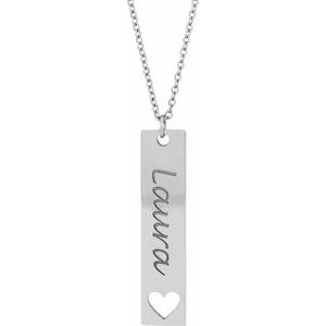Sterling Silver 27.79 X 6 Mm 16-18 In Polished Bar Family Necklace